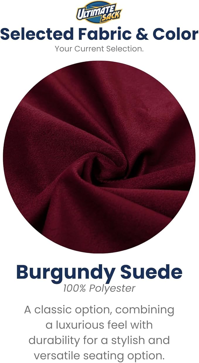 ULTIMATE SACK 4000 4-Foot Bean Bag Chair, Burgundy Suede Cover – Oversized Foam Lounger, Floor Seat, Small Sofa, or Couch Bed for Living Area, Gaming Room, or Reading Lounge