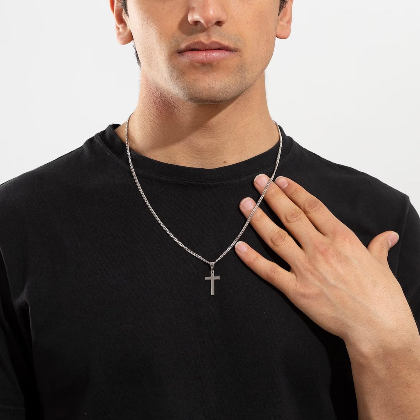 EPIRORA Cross Necklace Gifts for Boyfriend, Stainless Steel Cross Necklace Cuban Chain Pendant Necklace for Men Birthday Christmas Presents Best Boyfriend Gifts From Girlfriend