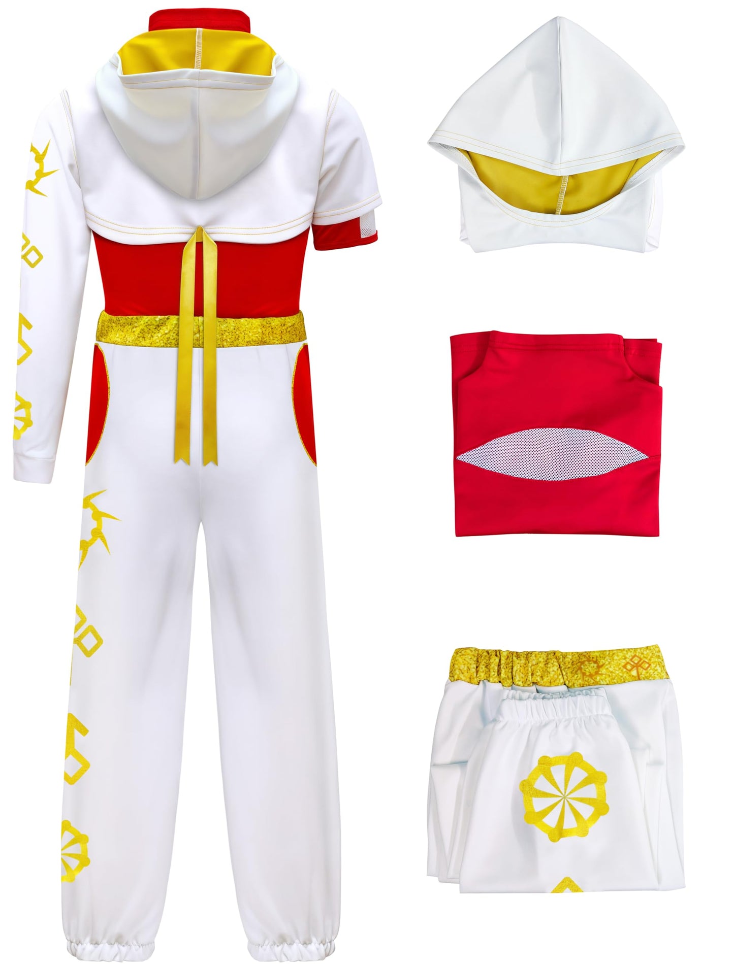 Iowillar Zombie Girls Costume Kids Character Halloween Cosplay Cheerleader Mesh Top Pant Hooded Coat 3PCS Uniform Outfits