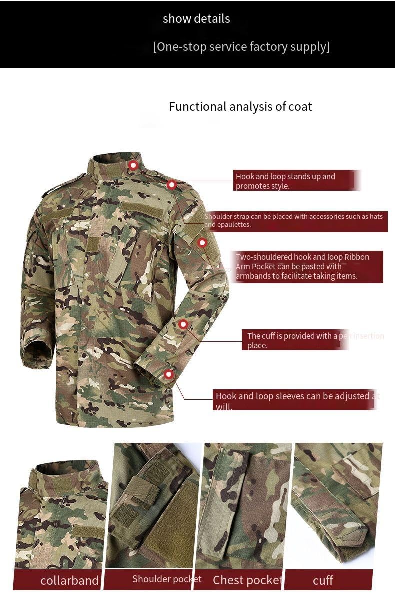 ACU II Tactical Training Suit, Military Style Camouflage Uniform Set, Long Sleeve Jacket and Pants, Windproof Outdoor Wear (ACU Kit, small)