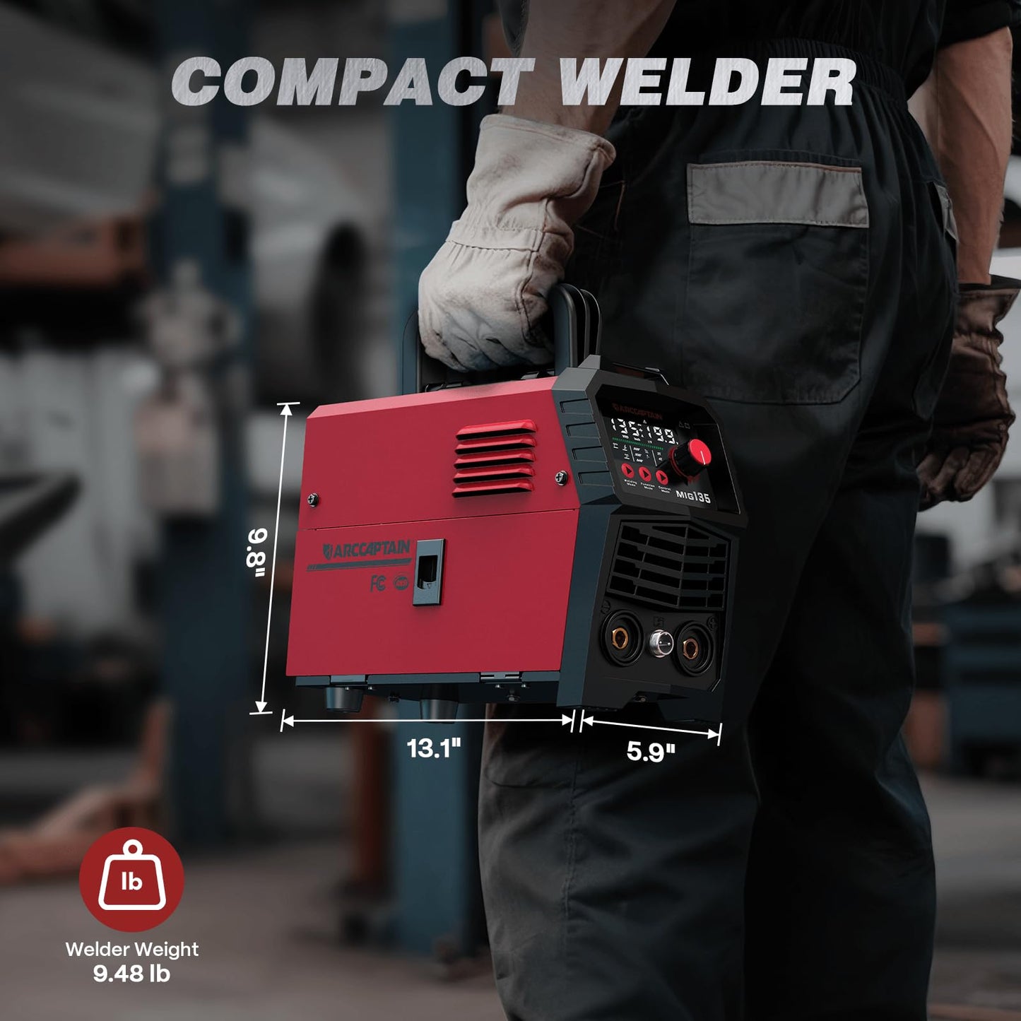 ARCCAPTAIN 135A MIG Welder, 2025 Newest [Large LED Display] 110V Welder Flux Core MIG, Lift TIG, Stick, 3 in 1 Welding Machine Gasless MIG Welder Machine 110V, IGBT Inverter Welder with Synergy, 2T/4T