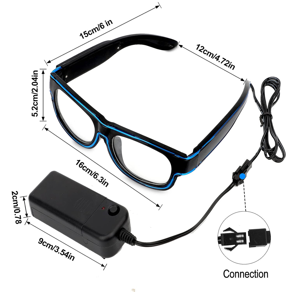 YouRfocus Wired LED Light up Glasses 3 Pack Glow in the Dark Neon Rave Glasses for Rave Party, EDM, Halloween, Christmas, Operated with Battery Power (Blue + Green + Pink)