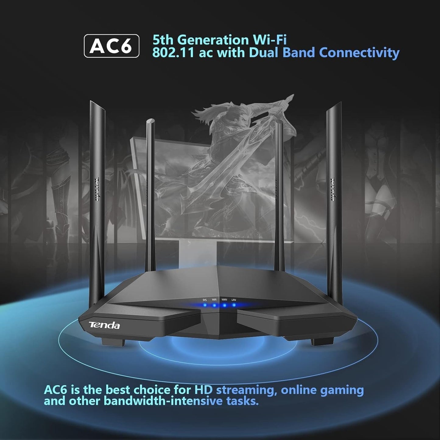 Tenda Ac1200 Smart Wifi Router, High Speed Dual Band Wireless Internet Router With Smart App, 4 X 100 Mbps Fast Ethernet Ports,