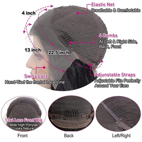 SIFULAN 13x4 Straight Lace Front Wigs Human Hair 22 Inch HD Transparent Lace Frontal Wigs Human Hair Pre Plucked 180% Density Glueless Human Wig for Women Natural Color