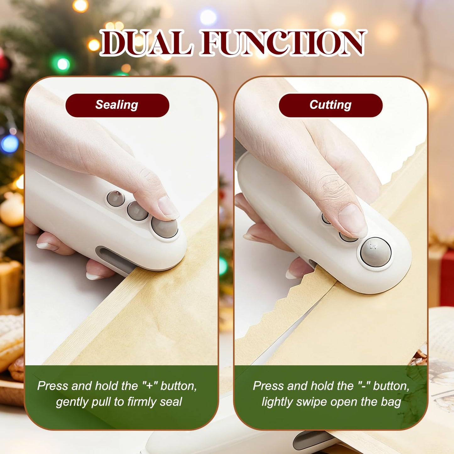 2026 Portable Handheld Vacuum Food Sealer Bag,Mini Bag Sealer, 2 in 1 Rechargeable Chip Bag Sealer Heat Sealer for Plastic Bag Snack Bag Food Storage (white+blue)