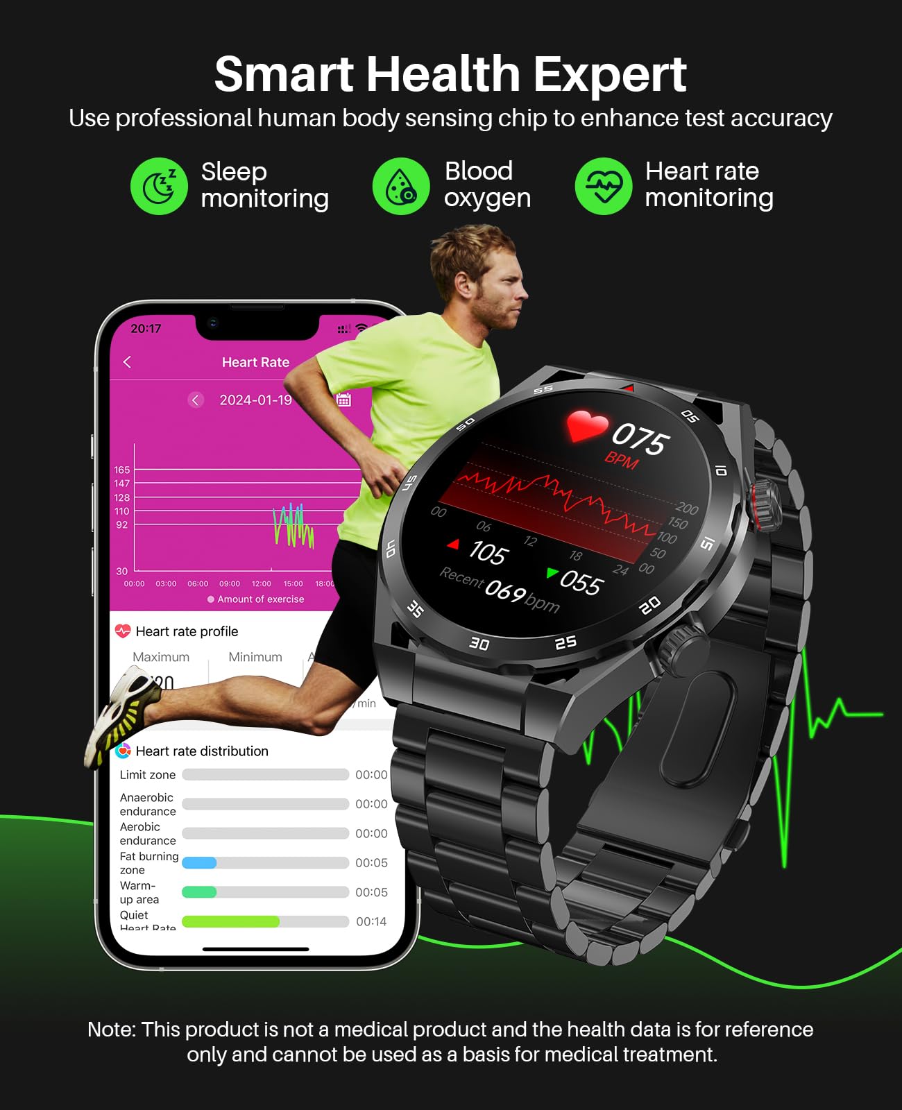 Earlysincere Smart Watches For Men With Blood Pressure, 1.39 Hd Fitness Watch, Smartwatches With Heart Rate Blood Oxygen Sleep M