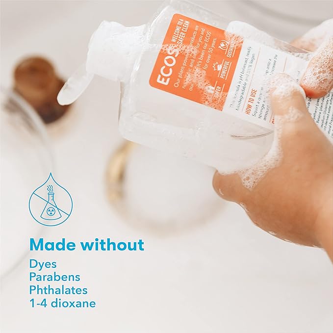 ECOS Dish Soap - Cuts Grease & Food Residue - No Harsh Chemicals - Hypoallergenic for Sensitive Skin - Biodegradable Formula, Recyclable Sustainable Liquid Dishwashing Soap - Natural Pear (Pack of 2)