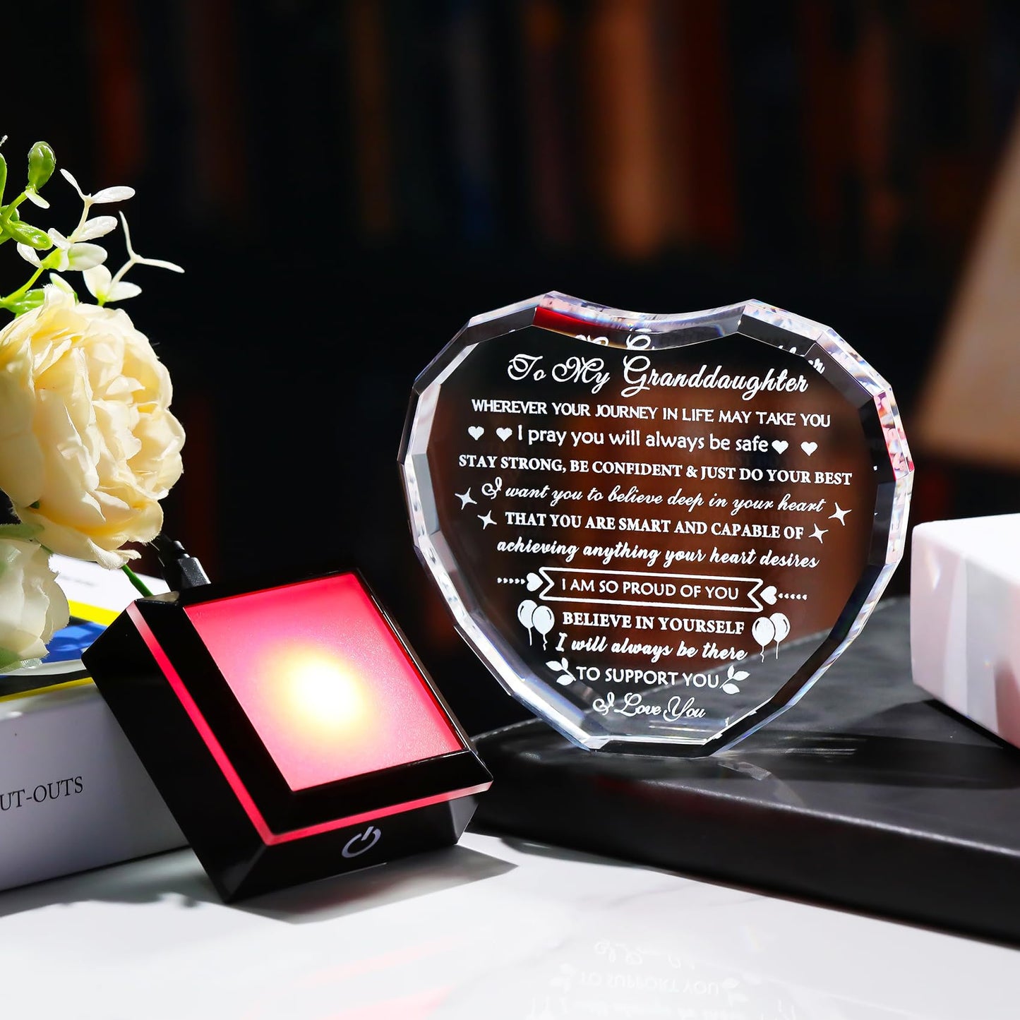 Arikyrist Granddaughter Gifts from Grandma with Colorful Base Birthday Gifts for Granddaughter from Grandparents Crystal Keepsake Best Gifts Ideas for Granddaughter on Christmas Wedding Graduation