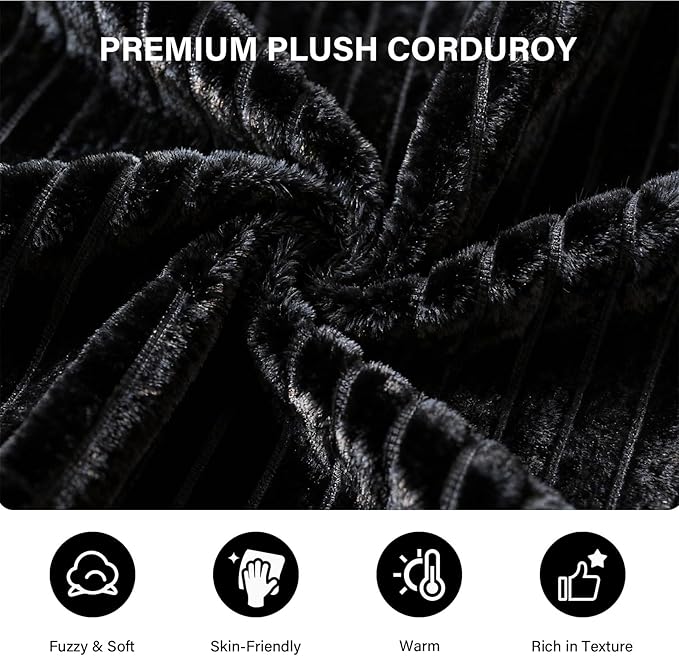 LAUSAINT HOME 132" Modular Sectional Sofa Couches, U-Shaped Boneless Cloud Sofa with 4 Deep Seat, 6 Cushiones Oversized Chaise for Living Room, Bedroom, Plush Corduroy Fabric (U Shaped Sofa, Black)