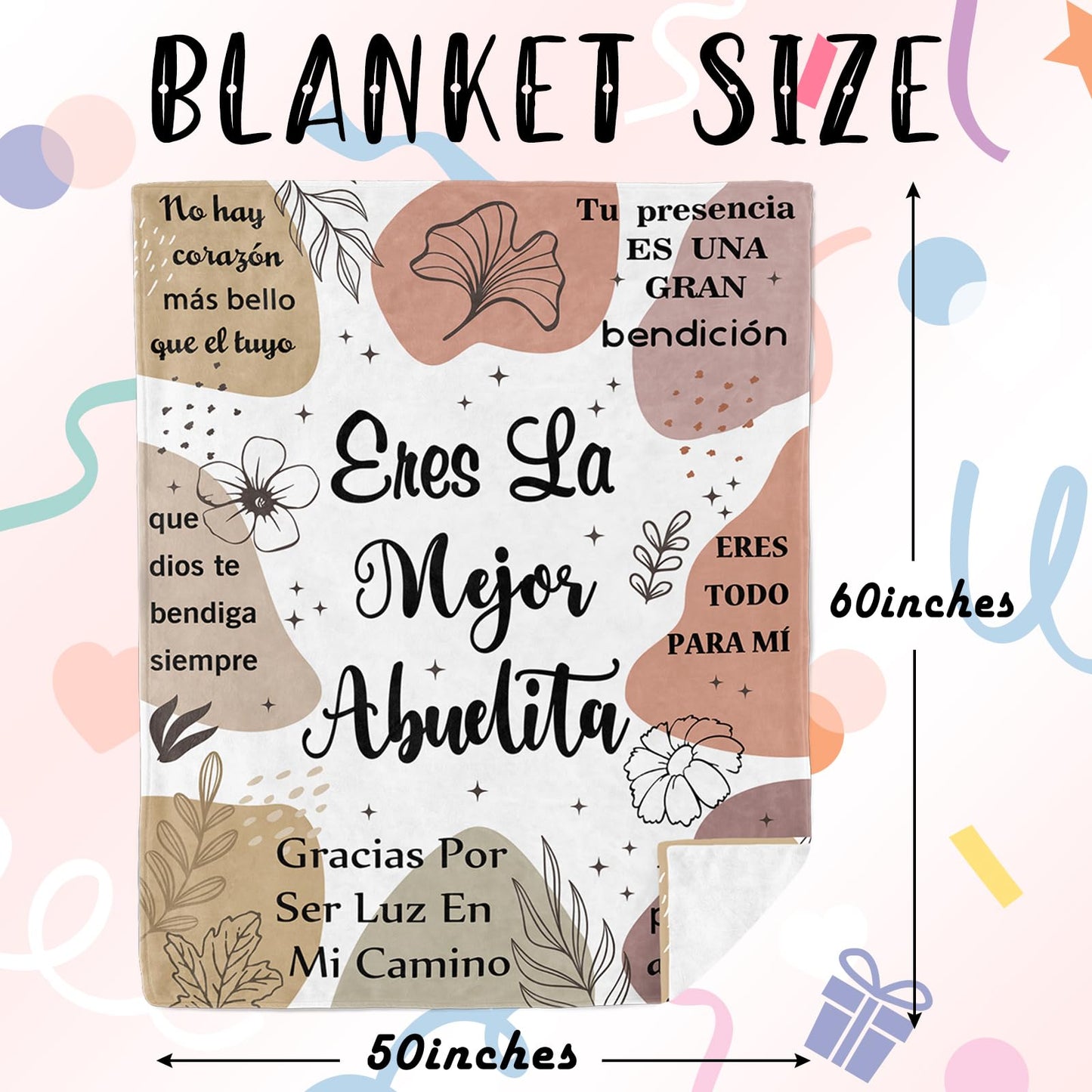Puzopal Abuela Gifts, Abuelita Gifts Blanket 60"X50",Mothers Day Christmas Grandma Birthday Gift in Spanish, Mejor Abuela Gift from Grandchildren Blanket 60"X50"