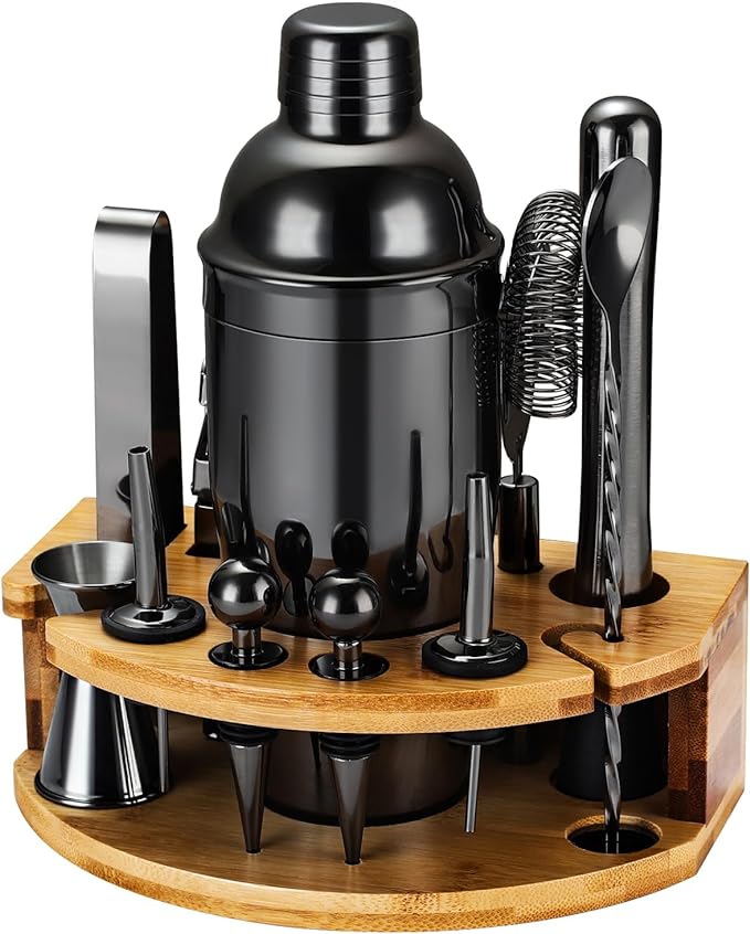 Cocktail Shaker Set Bartender Kit with Stand, 12 Piece Bar Set Drink Mixer Set with Stainless Steel Bar Accessories Tools:...