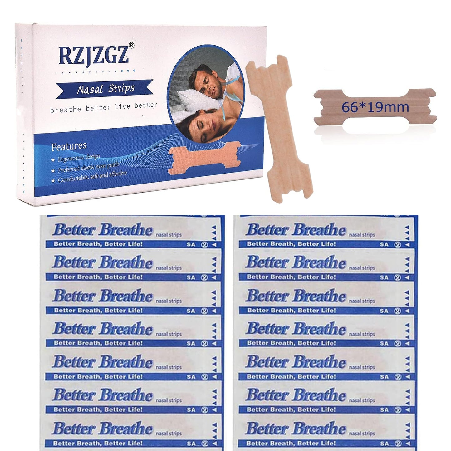 RZJZGZ Large Breathe Improve Nasal Strips to Reduce Snoring Works Instantly to Improve Sleep, Relieve Nasal Congestion Due to Colds & Allergies (110 Pack)