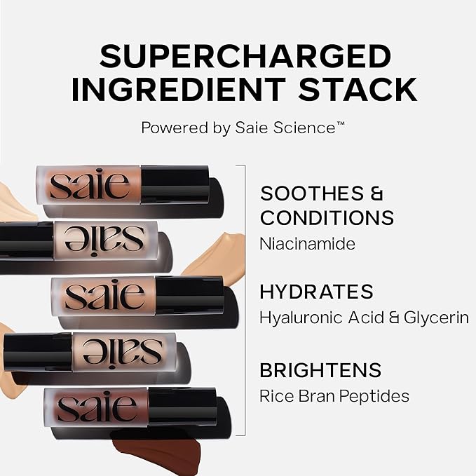Saie Slip Tint Radiant Cream Concealer & All-Over Face Makeup - Concealer for Dark Circles, Redness & Blemishes - Lightweight Makeup Made with Hydrating Hyaluronic Acid - Shade 15 (0.17 oz)