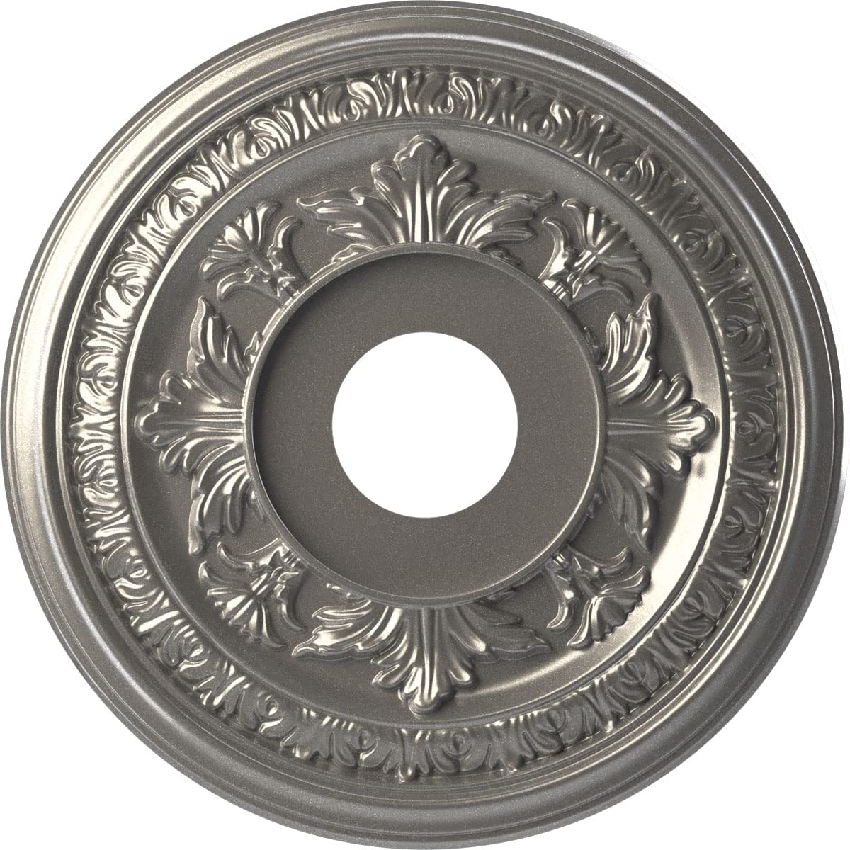 Ekena Millwork 16Od X 3 1/2Id X 1P Baltimore Thermoformed Pvc Ceiling Medallion (Fits Canopies Up To 6 1/2), Aged Dark Steel