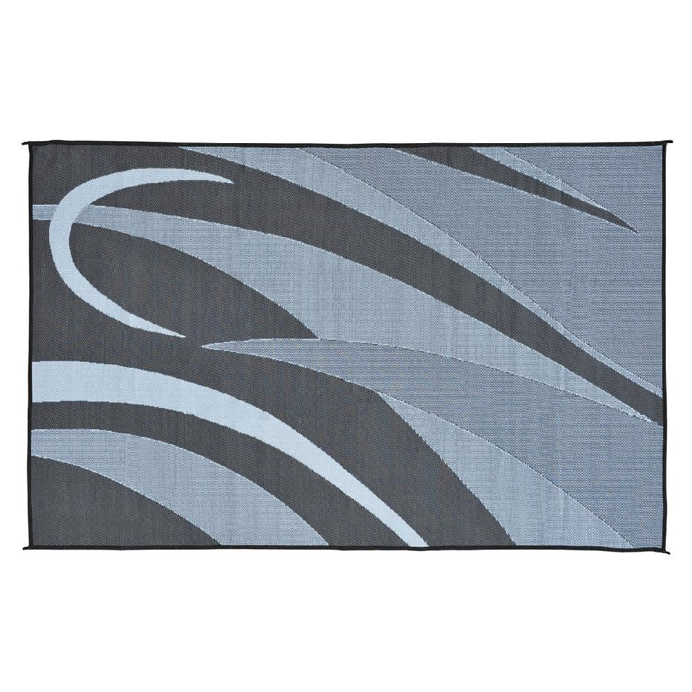 Stylish Camping Ga1 Reversible Graphic Patio Mat-8 X 12, Black/Silver