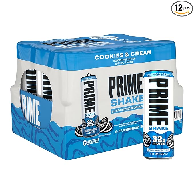 PRIME Protein Shake, Cookies & Cream, 32g Protein for Muscle Support & Recovery, Ultra-Filtered Milk, Lactose Free, Low Su...