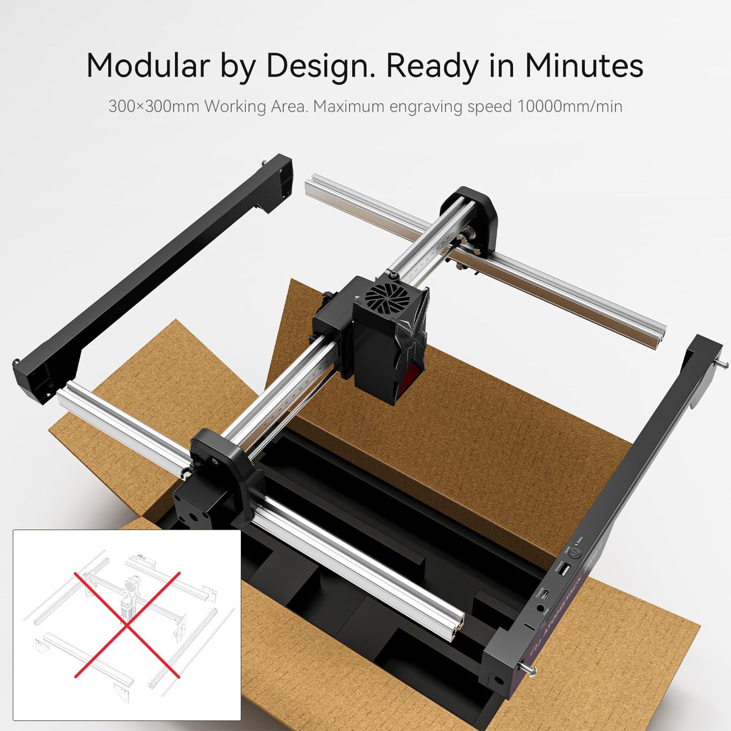 ATOMSTACK Swift 7W Laser Engraver and Cutter, 0.06mm High Accuracy Laser Engraving Machine for Wood and Metal, Dark Acrylic, Glass & Leather, DIY Laser Cutter with Eye Protection(Black)