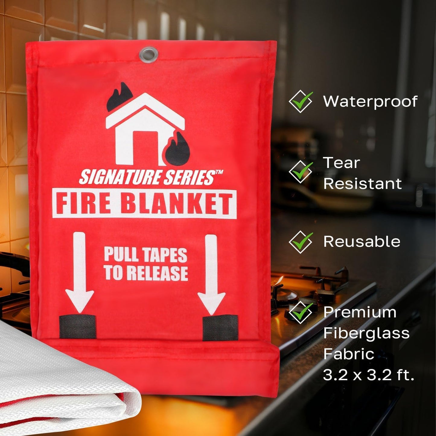 LifeSafe StaySafe All-in-1 Portable Fire Extinguisher with Signature Series Fire Blanket, Compact Emergency Fire Spray, Flame Suppression Fiberglass, Eco-Friendly | for Home Safety