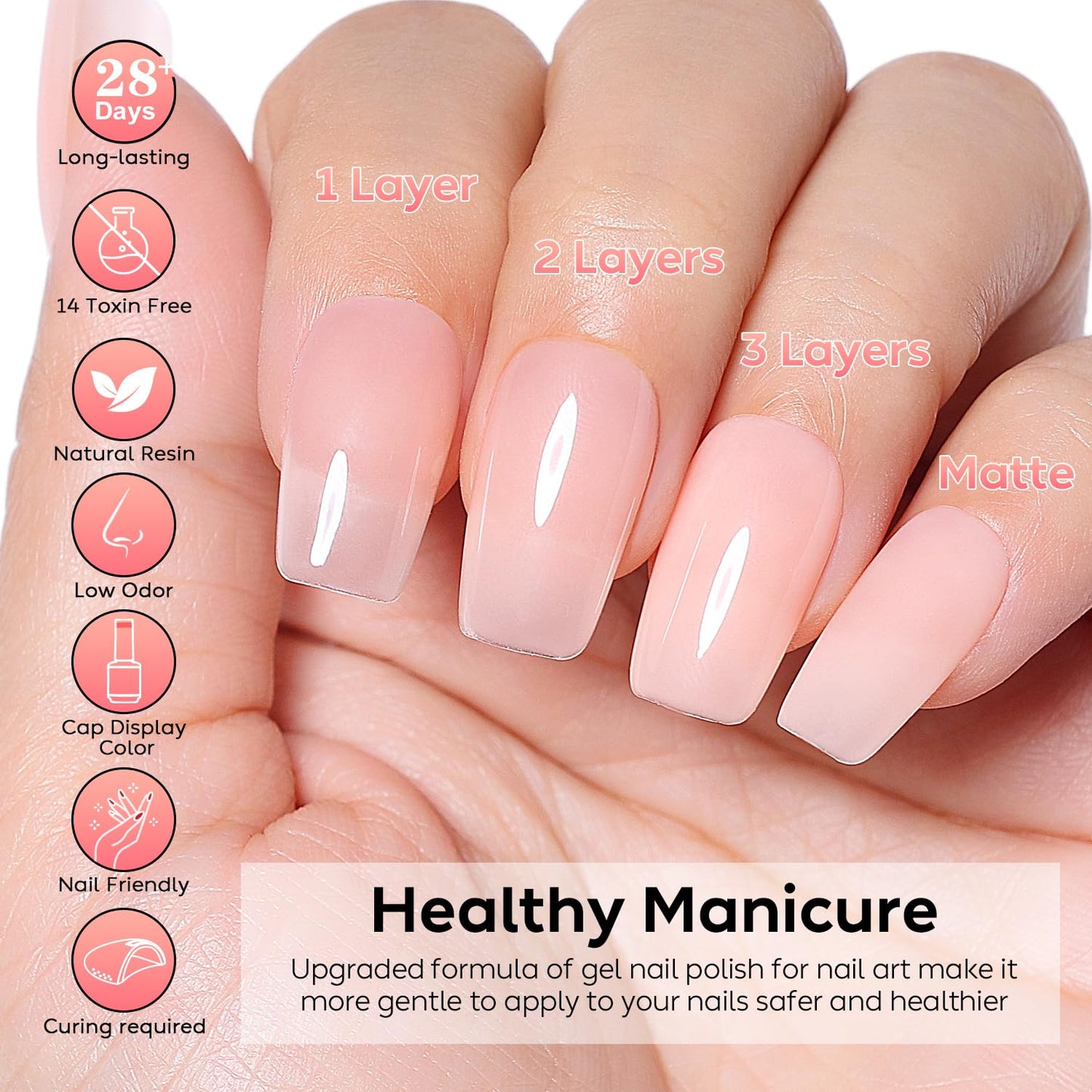 Nicedeco 2-Step Gel Nail Polish, Hema Free, Cruelty Free, High Gloss Long Lasting Soak Off LED U V Gel Polish 1 Pcs 15ml - TSG00