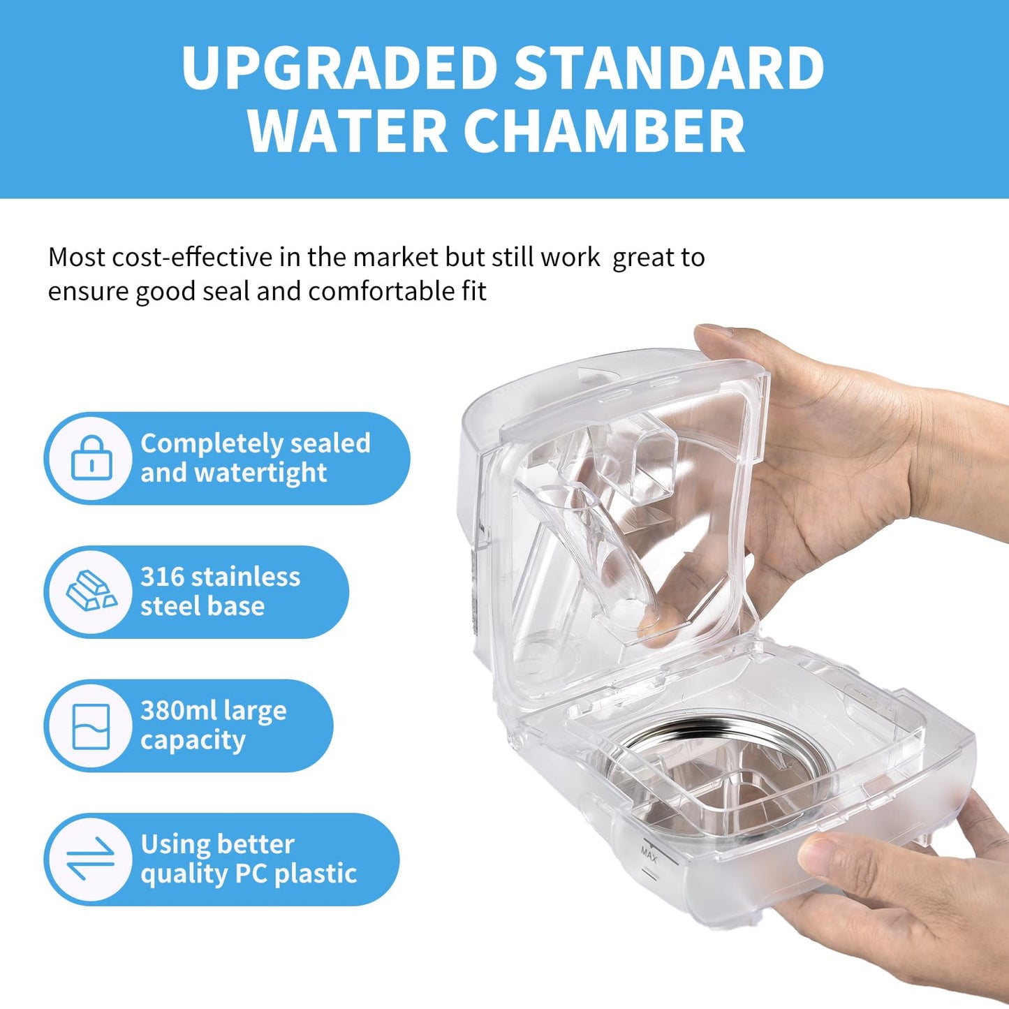 Replacement Water Chamber Compatible with ResMed AirSense 11 and AirCurve 11 CPAP Machines, Includes 10 Filter Packs