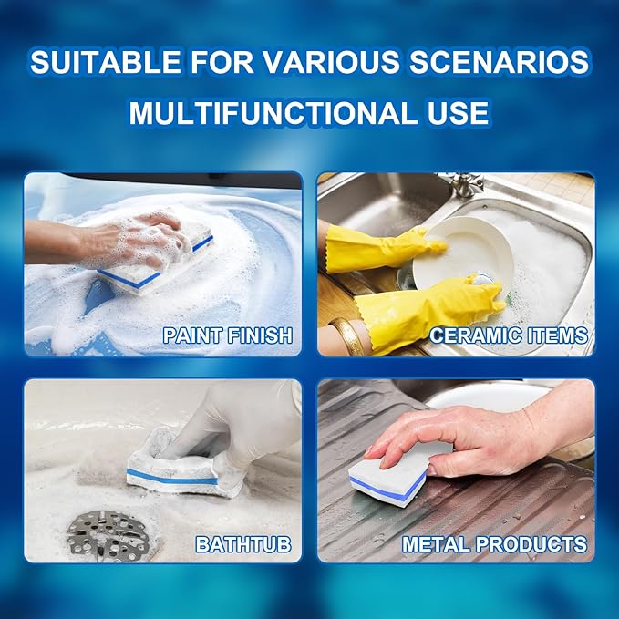 M. Neat Upgrade Melamine Sponge, 100 Pack Extra Thick More Lasting 3X Density Premium Magic Sponge Eraser, Multi Surface Power Scrubber Foam Stain and Mark Removal Cleaning Pads