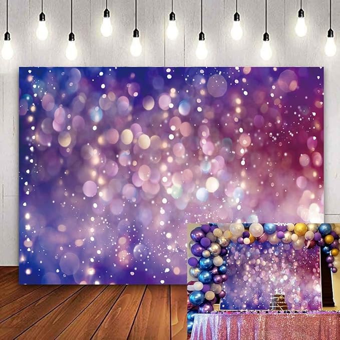 Purple Light Spots Backdrop Dreamy Glitter Dots Halos Photography Background Girl Birthday Party Baby Shower Decor Banner ...