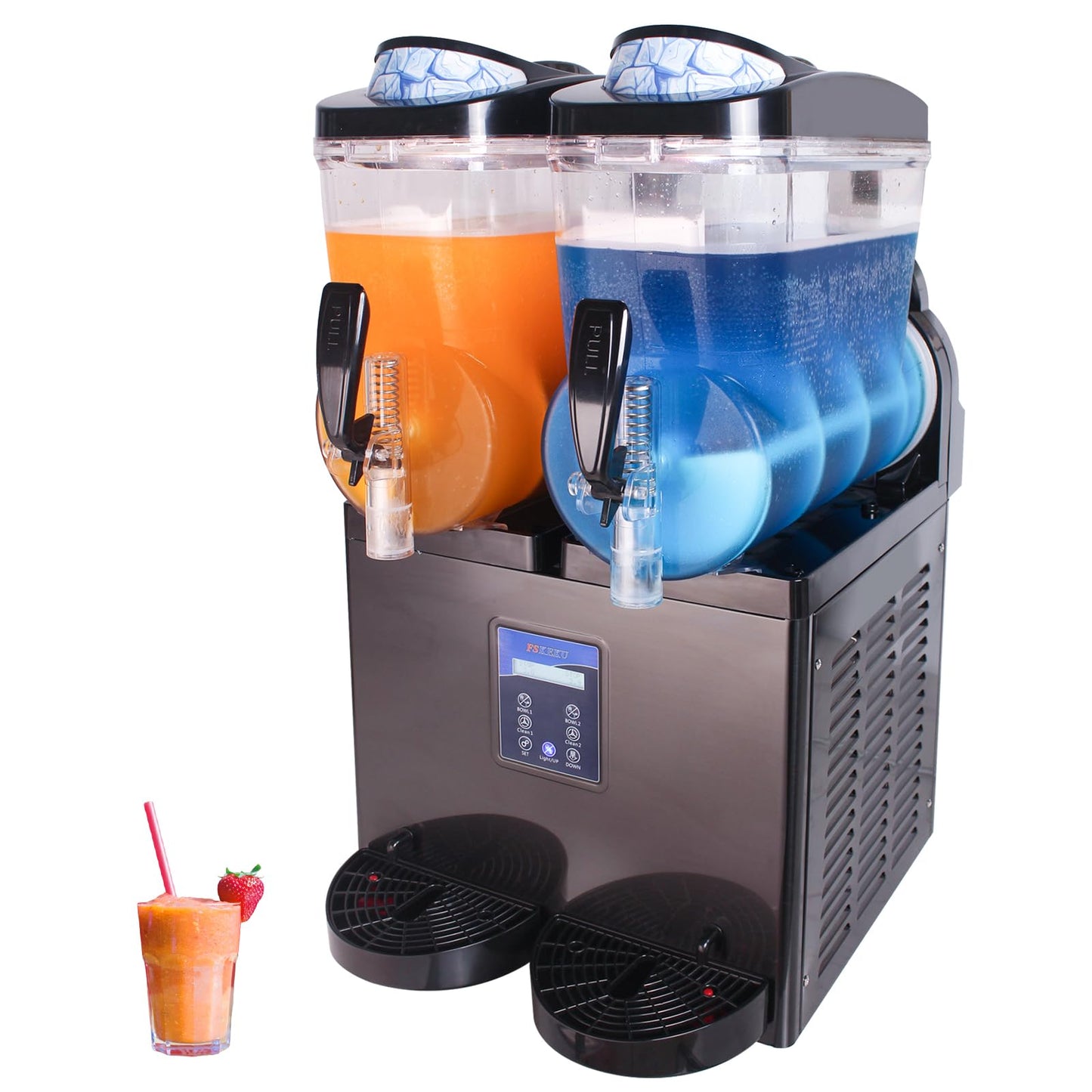 Commercial Slushie Machine 8gal/30L (15L x 2 Tanks), Slushy Machine Margarita Frozen Drink Cocktail Maker for Restaurants, Bars, Cafes, Food Truck