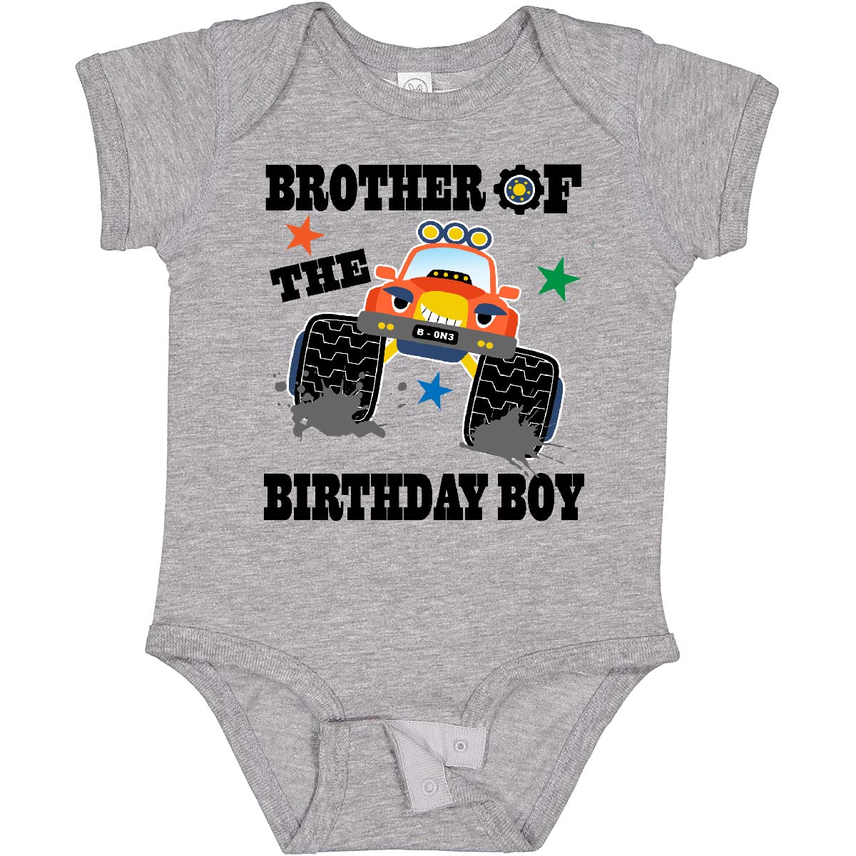 inktastic Brother Of the Birthday Boy Truck Baby Bodysuit 12 Months 0060 Heather Grey 3f8ef