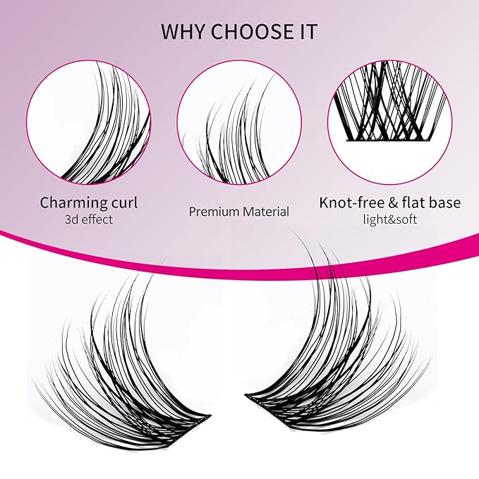 Individual Lashes 144pcs D Curl Lash Clusters Mixed Length Individual Lash Extensions Cluster Lashes DIY Lash Extension Supplies Eyelash Clusters (F5-0.07D, 12-18mm)