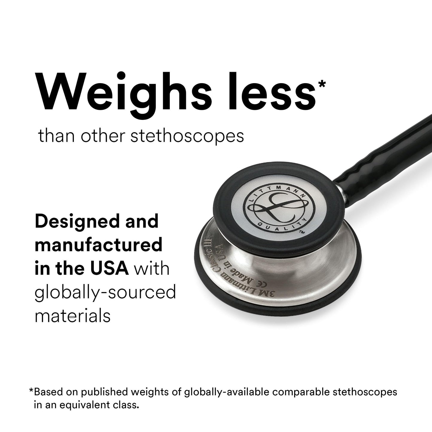 3M Littmann Classic III Monitoring Stethoscope, 5811, More Than 2X as Loud, Weighs Less, Stainless Steel Smoke-Finish Chestpiece, 27" Black Tube, Smoke Stem, and Headset