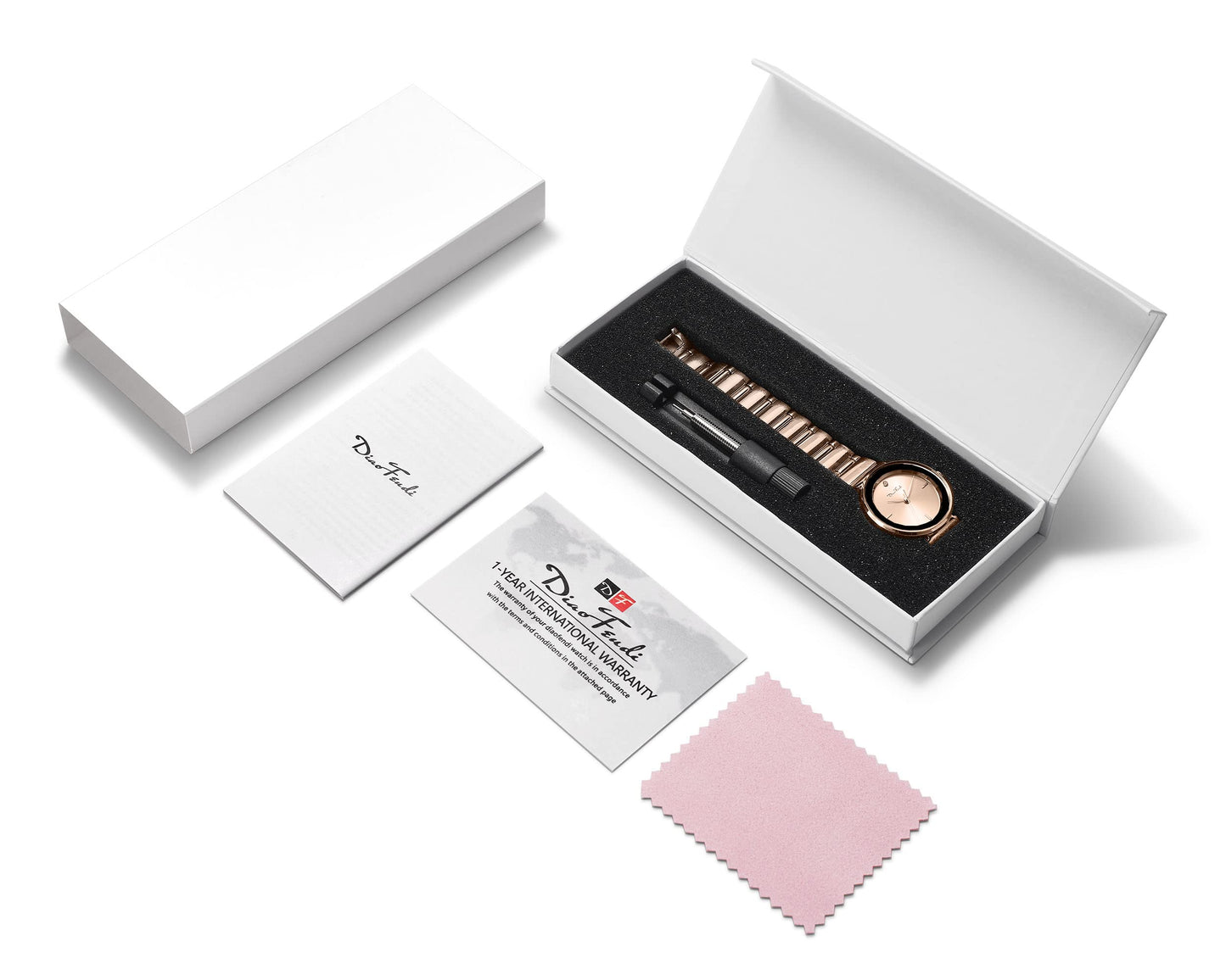 Diaofendi Gold Bracelet Watches for Women Vintage Ladies Quartz Wrist Watches Stainless Steel Band Womens Watch Luxury Tools Included (Rose Gold-Rose face)