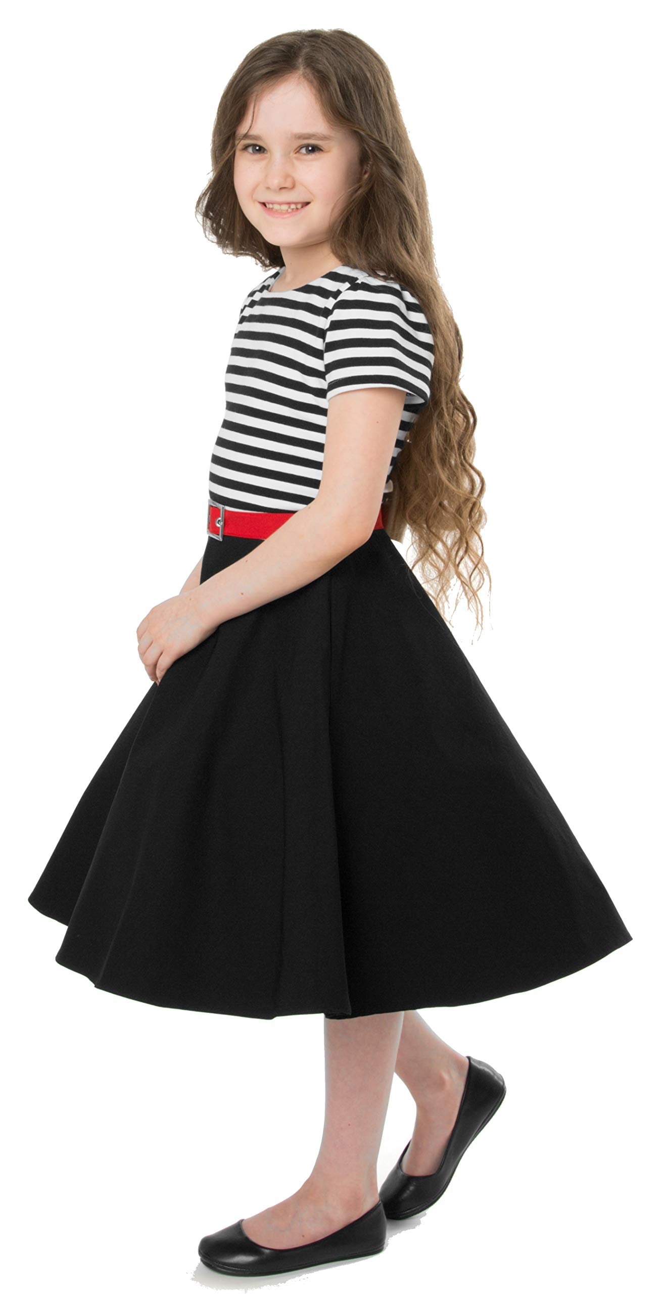 BlackButterfly Kids 'Maria' Vintage Striped Pin Up Dress (Black, 3-4 YRS)