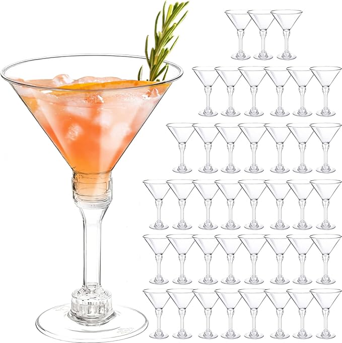 CALBODE 40 Pack Plastic Martini Glasses 5 Oz Disposable Cocktail Glasses, Tall Mini Martini Cups, Plastic Margarita Glasse...