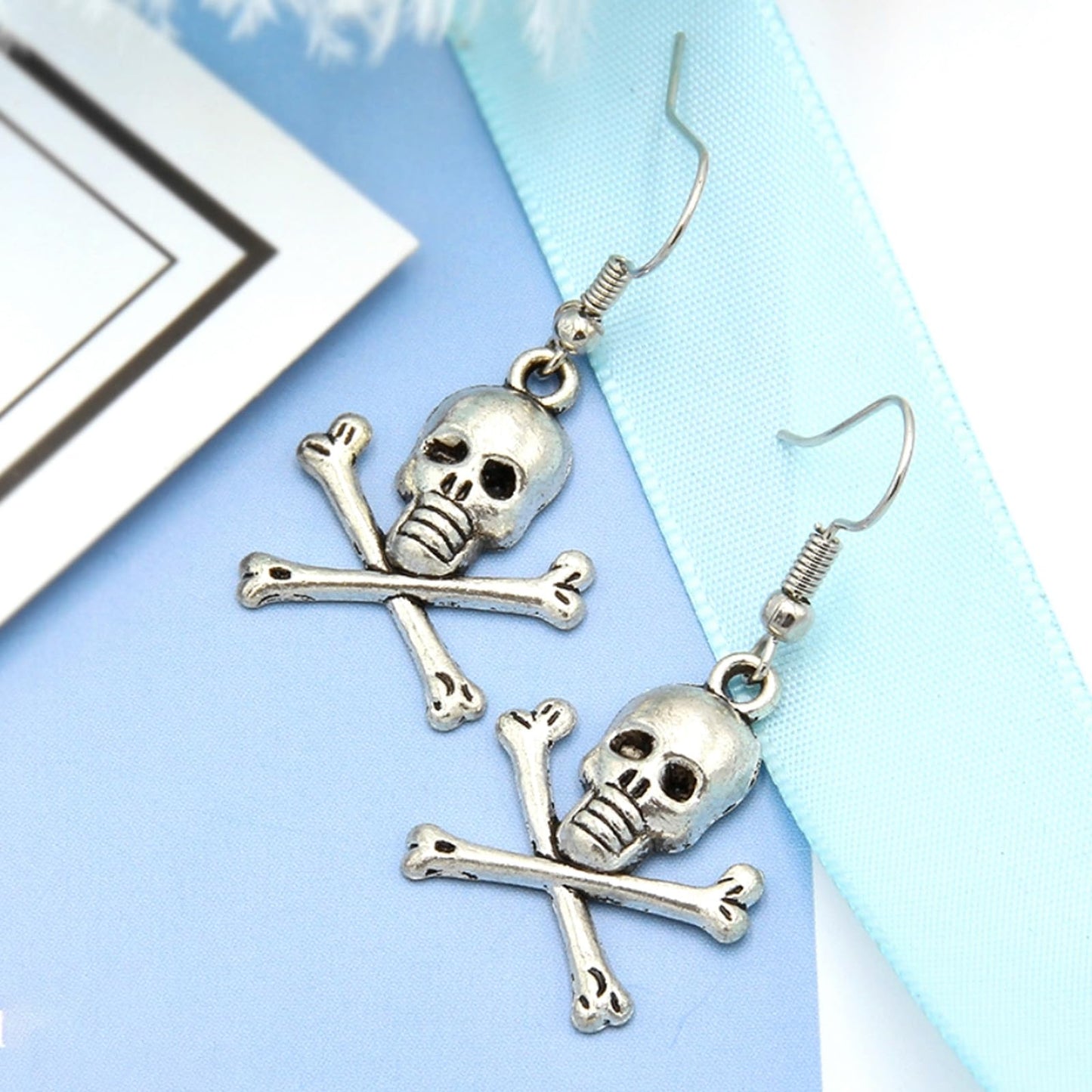 Leprato Skeleton Pirate Earrings Halloween Skull Dangle Earrings Ear Drops Hook Jewelry Gifts for Women