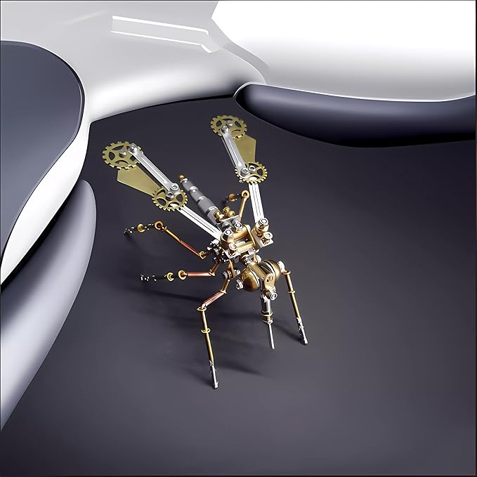 Mechanical Metal 3D Insect Mosquito Model Brass Puzzle Steampunk Electric Mechanical, Assembly DIY Gift Craft Hobby for Family and Friends (Mosquito A)