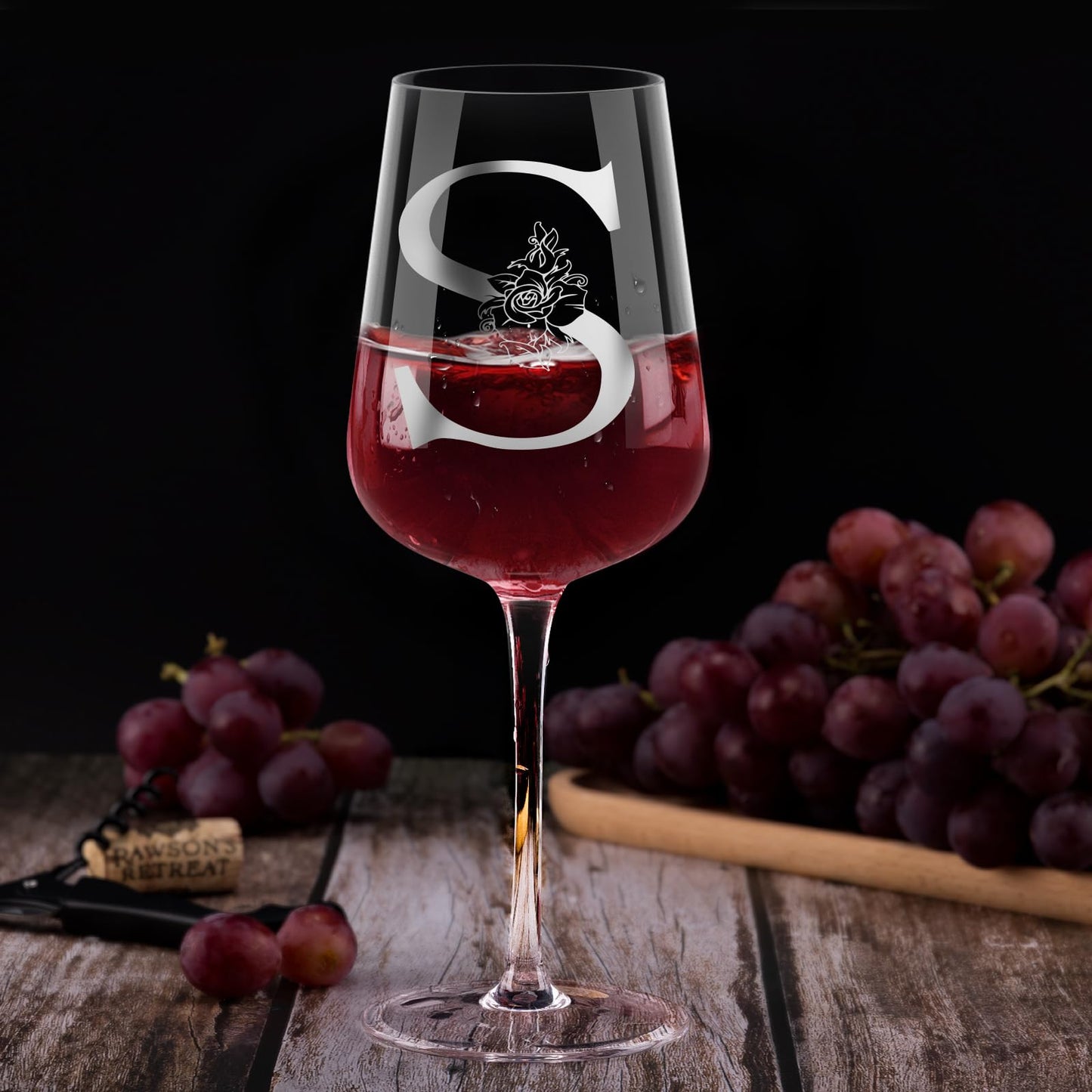 Personalized Monogram Wine Glass Gifts for Women - Customized A-Z Wine Glass with Gift Box & Greeting Card, Unique Birthday Anniversary Christmas Gifts for Her, Mom, Wife, Sister, Daughter, Friend (S)