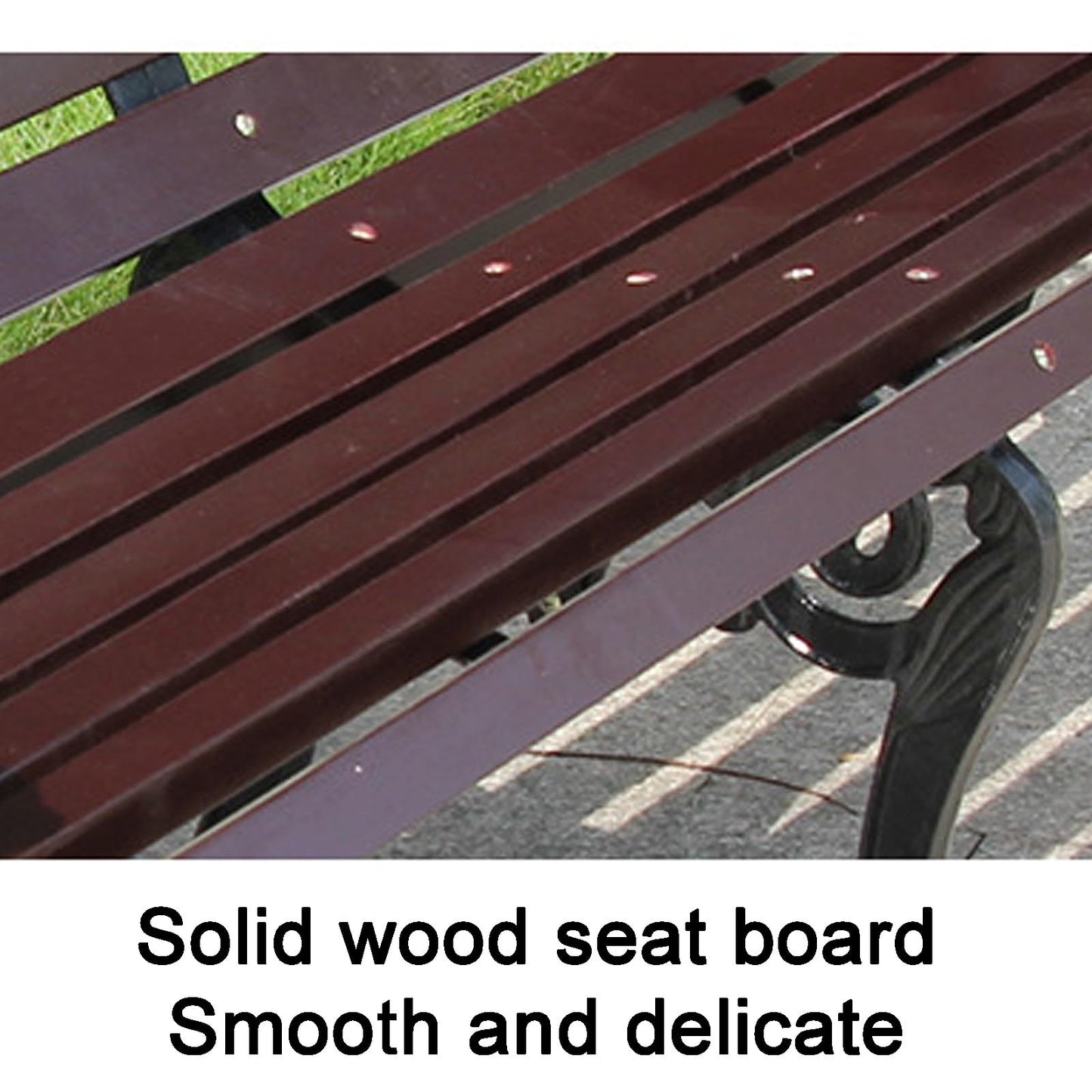 YLLSMGS Outdoor Benches Patio Garden Bench with Rust Resistant Cast Iron Frame with Backrest and Armrests for Backyard Lawn(Brown,125cm/49in)