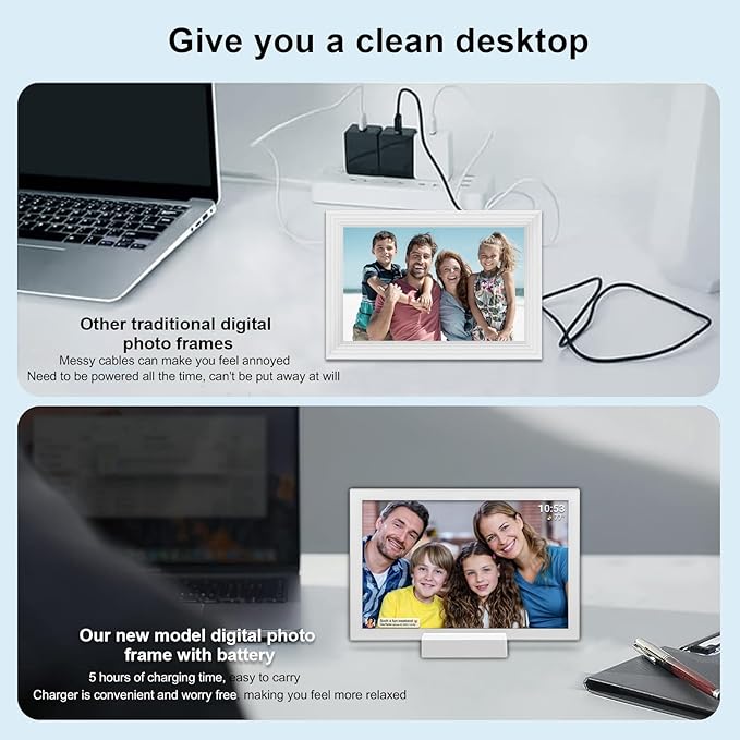 FRAMEO 10.1 Inch WiFi Digital Photo Frame with 5000mAh Battery,1280x800 HD IPS LCD Touch Screen,Auto-Rotate Portrait and Landscape,32GB Storage,Share Moments Instantly via Frameo App from Anywhere