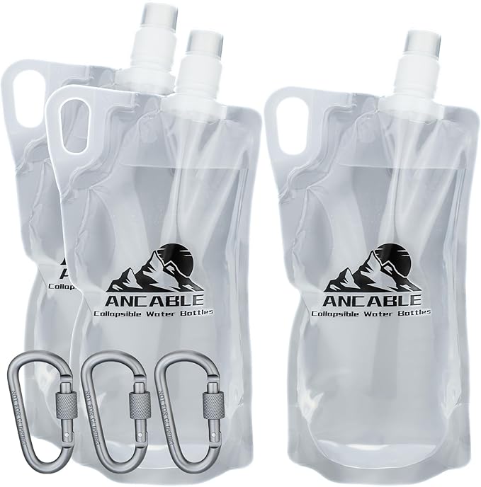 33oz Collapsible Water Bottles, 3-Pack Reusable Travel Foldable Water Bottles for Hiking Camping Running Bike, BPA-Free Wa...