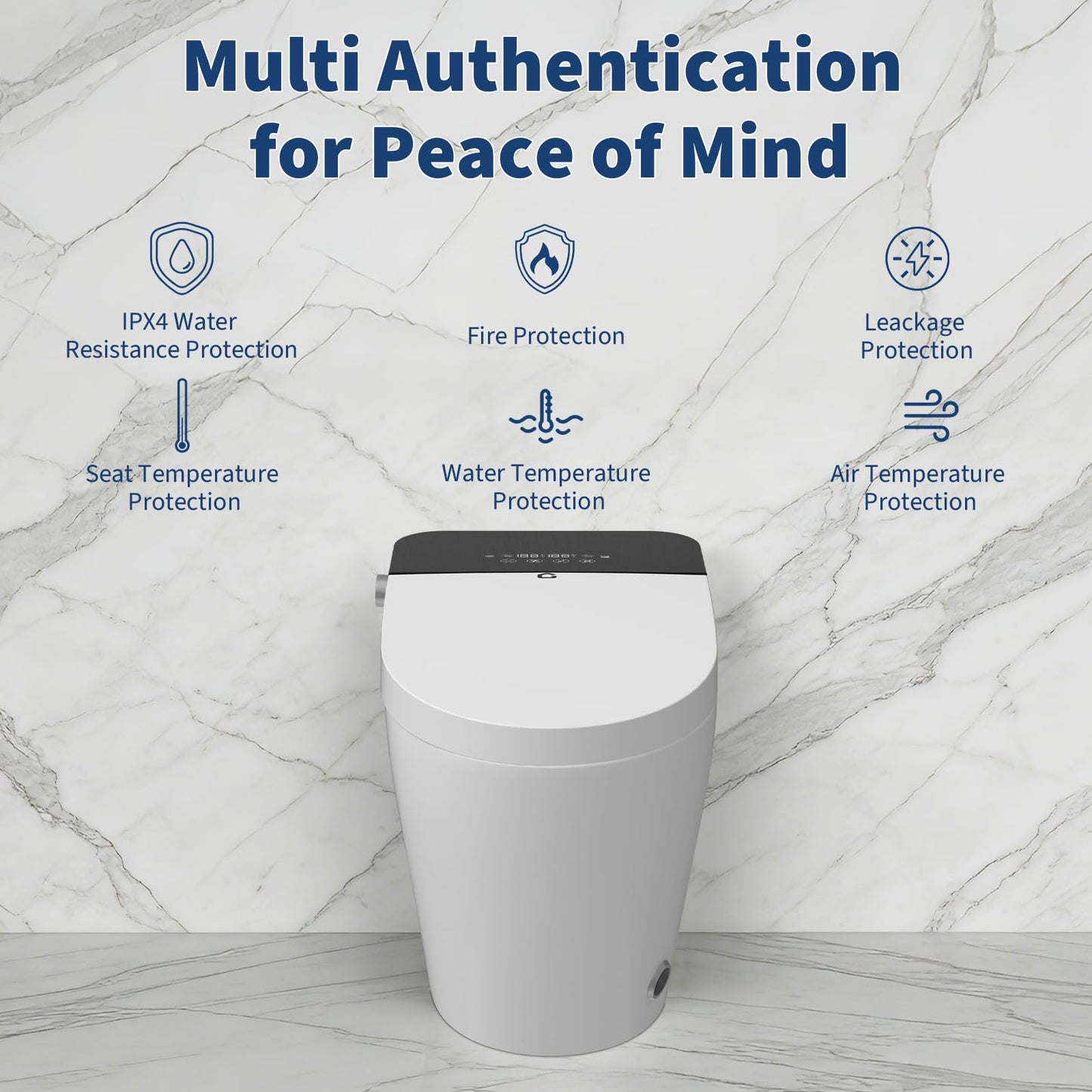 Electric One-Piece Toilet with Bidet Built in, Auto Open/Close Lid/Flush, Night Light, w/Remote, 1 Boutton Control