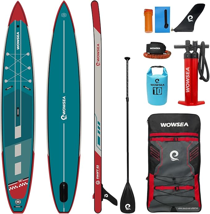 WOWSEA Swift S2 Inflatable Paddle Board, Exploring and Stable SUP Board, Sport & Racing Paddle Board with Action Camera Mo...