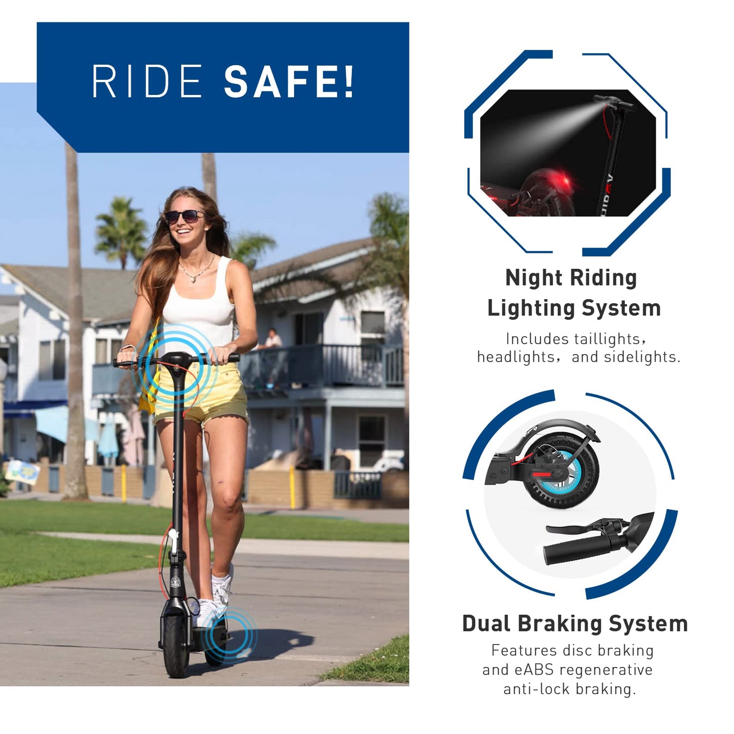 HiboyRide KS4 Pro Electric Scooter for Adults, 500W Motor (Peak 750W), 10" Tires, 19 MPH Top Speed, Up to 25 Miles Range, Foldable Commuter Electric Scooter with Dual Braking System and APP