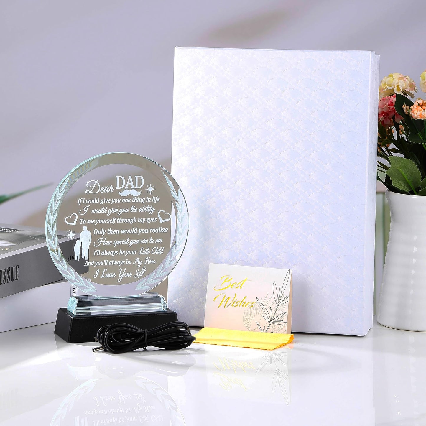 Gifts for Dad from Daughter Son with Light Base, Father's Day Christmas Birthday Gifts for Dad Who Wants Nothing Dad Gifts from Daughter Son, To My Dad Gifts Ideas