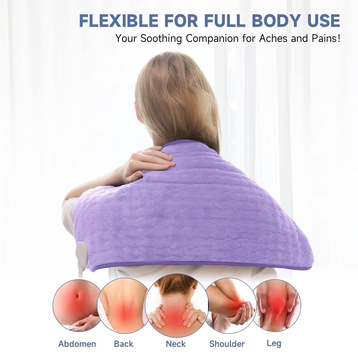 Heating Pad for Women Cramps and Back Pain Relief, Electric Heat Pad with 6 Heat Settings, Moist/Dry Heat, Auto Shut-Off, Soft & Washable, Ideal Gift for Mom, Wife, Daughter