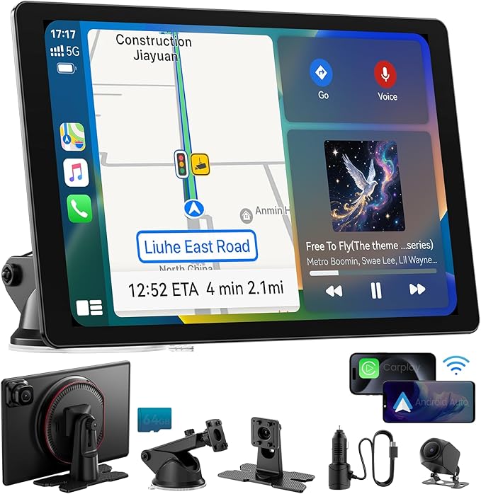 11" Extra Large Wireless Apple CarPlay Screen for Car – Ultra-Slim 0.16 Inch Touchscreen Car Stereo with Android Auto, 4K ...