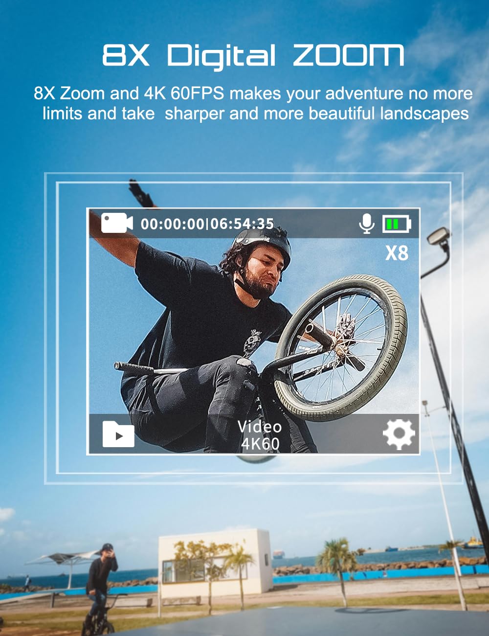 Apexcam Action Camera 4K 60Fps With 128Gb Card, 64Mp Sports Camera Helmet For Vlogging, 131Ft Waterproof Camera Underwater, 170