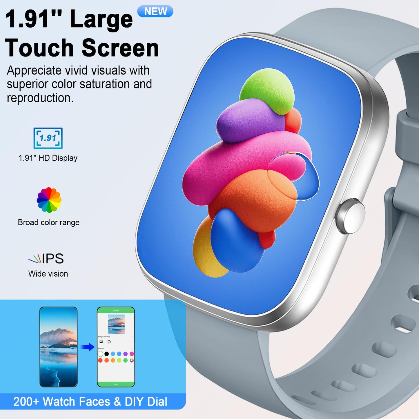 Uaue Smart Watch For Men Women (Answer/Make Call), 1.91 Smartwatch Fitness Activity Tracker, 112+Sports Step Counter Fitness Wat