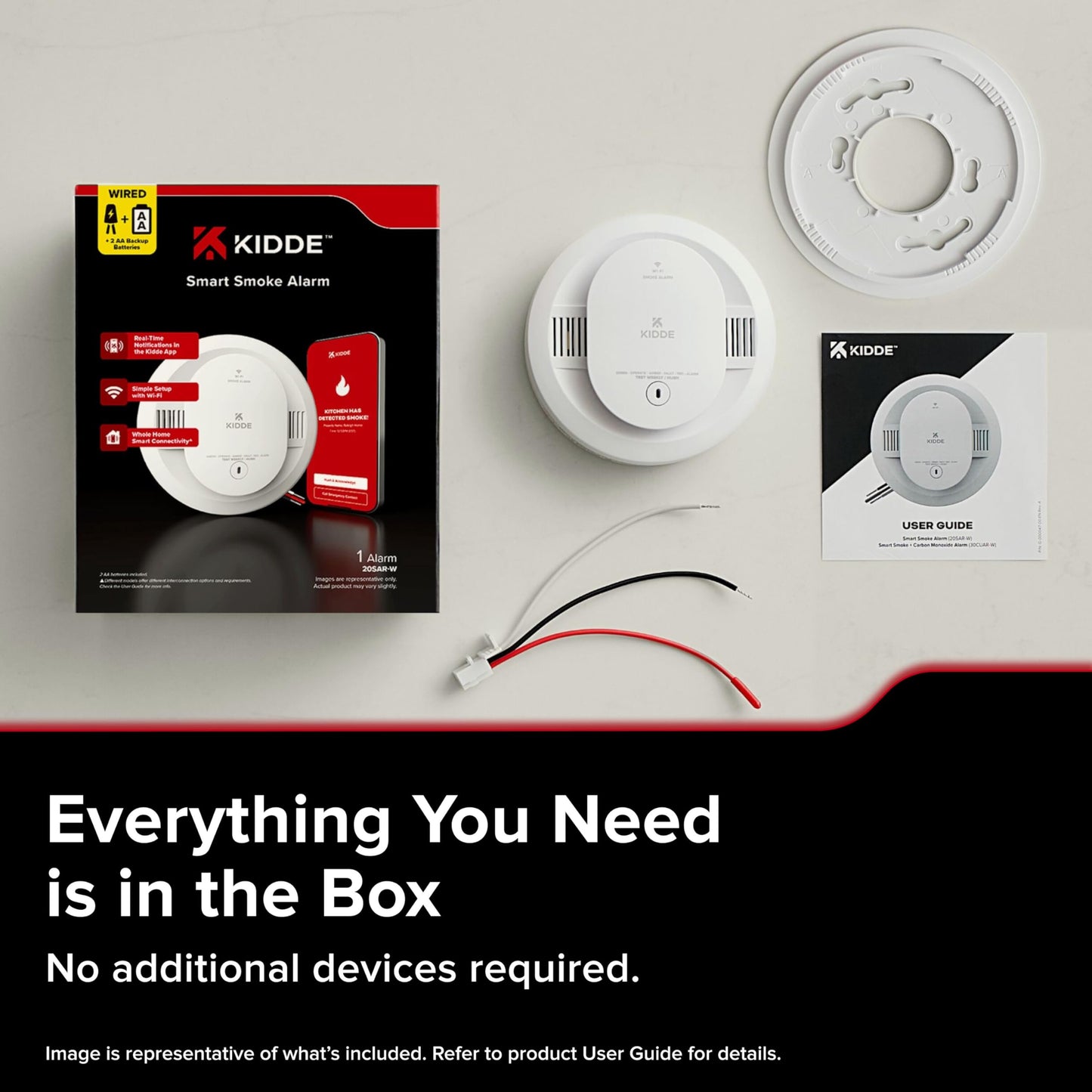 Kidde Hardwired Kidde App Enabled Smart Smoke Detector with AA Backup Battery, Interconnected Alarm