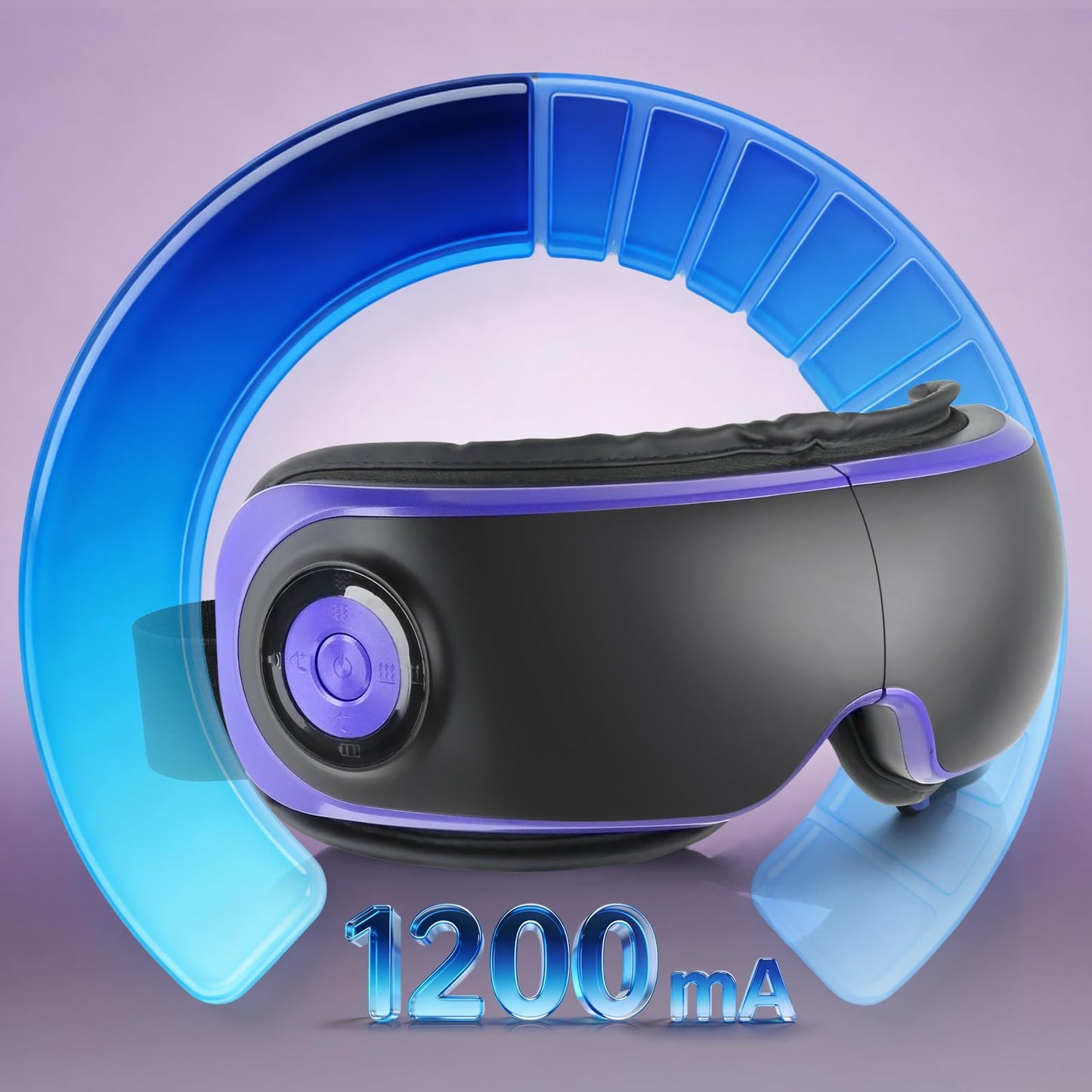 Eye Massager with Heat, Adjustable Bluetooth Music Sleep Mask for Migraine, Dark Circles Relief, Improve Sleep, for Women Men Black Purple