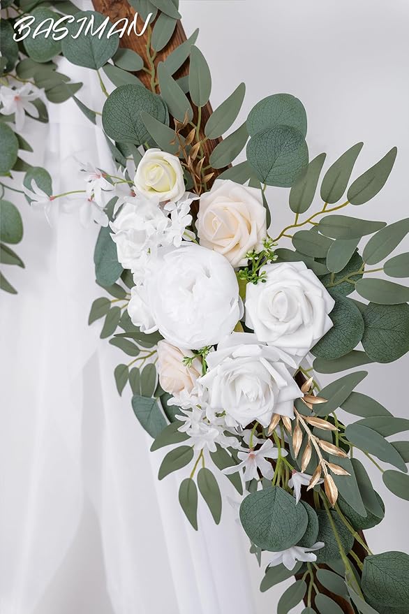 Arch Flowers (Pack of 2) for Wedding Ceremony Arbor and Reception Backdrop Decoration Wedding Welcome Signs Floral Birthday Party Decoration